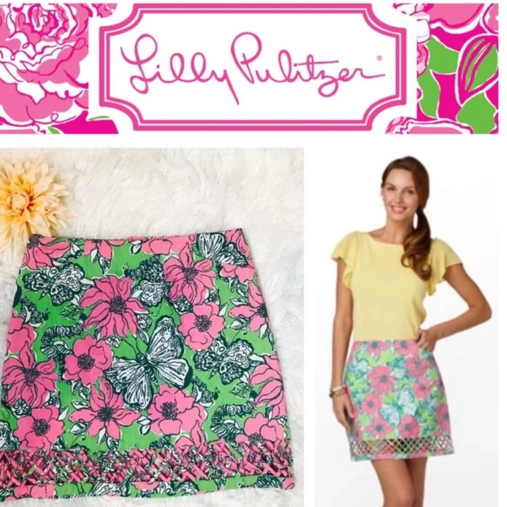 LILLY PULITZER ROSLYN SKIRT NEW GREEN BLOOMIN CACOONIN 🌸